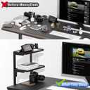 Spacrea clamp on Desk Shelf, 2 Tier Office Desk Shelves Organizer, Wood Desktop Supplies Storage Rack, Desk Organizers and Accessories (Black)