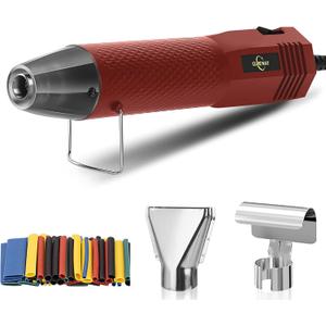 Mini Heat Gun 350W, 2-Temp Settings 392F & 662F,Fast Heat Hot Air Gun Tool with 2 Reflector Nozzle and and 6.56Ft Long Cable for Crafting, Vinyl Wrap and Shrink Tubing (Red-dual Temp.)