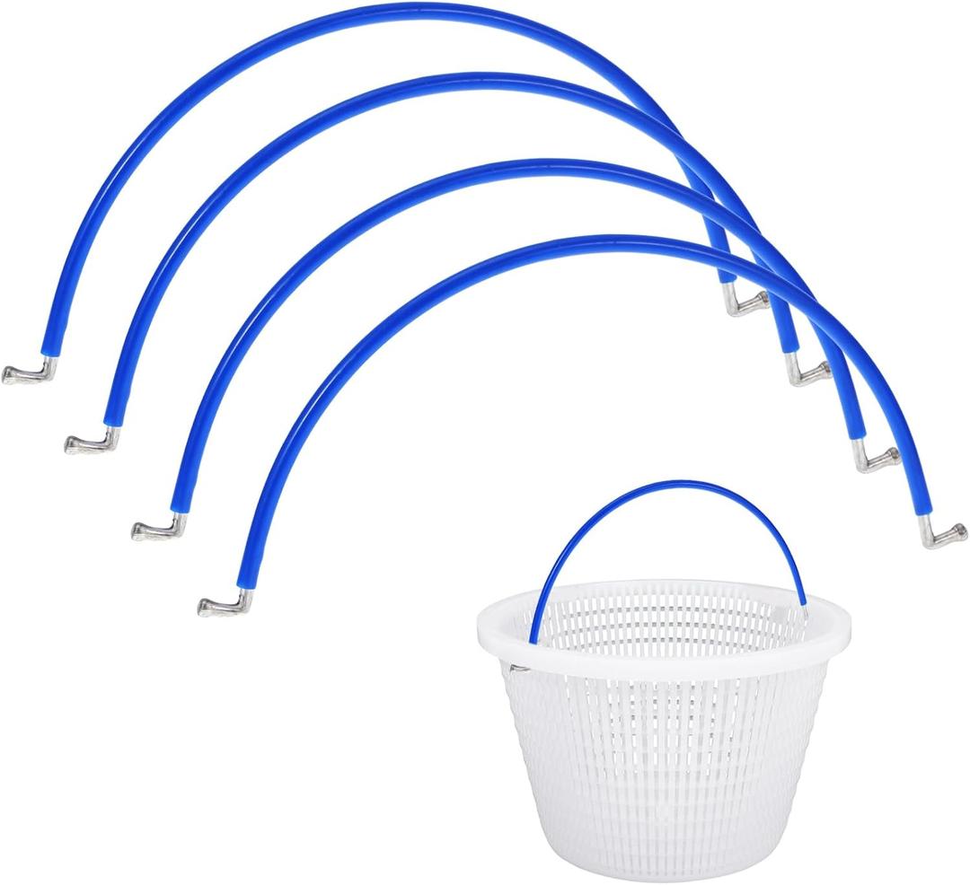 4Pcs Pool Skimmer Basket Handle Replacement Stainless Steel Handles Pool Filter Basket Handle Universal Swimming Pool Skimmer Basket Handle for Inground&Above Ground Automatic Pool Skimmers,Blue