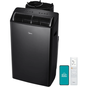 Midea - Duo 12,000 BTU Smart, High Efficiency Inverter Portable Air Conditioner, 40% Energy Savings, Ultra-Quiet, New - Black