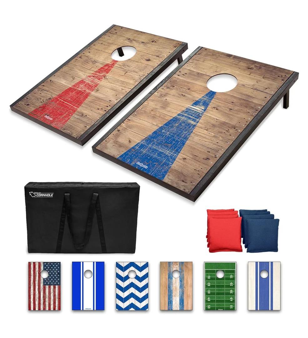 GoSports Portable Cornhole Sets- Includes 2 Boards, 8 Bean Bags, Carry Case, 4 x 2 ft