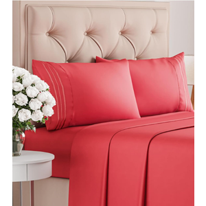King Size 4 Piece Sheet Set - Comfy Breathable & Cooling Bed Sheets Set - Hotel Luxury Bedding for Women, Men, Kids, Teens, Boys and Girls - Deep Pockets, Ultra-Soft & Wrinkle Free - Oeko-Tex - Red
