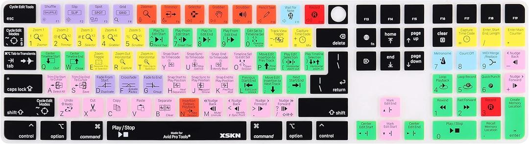 XSKN AVID Pro Tools EU US Common Version Silicone Keyboard Cover Skin for 2020-2023 Apple Magic Keyboard with Touch ID and Numeric Keypad A2520 (Left 3 Keys Not Suite for 2024 New One Model)