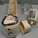 SUSTEAS Rotary Cheese Grater with Handle, Vegetable Slicer, 6 Interchangeable Blades, Reinforced Suction, Easy to Clean, Kitchen Shredder for Crushed Ice, Fruits, Nuts with Blade Storage Case, Beige