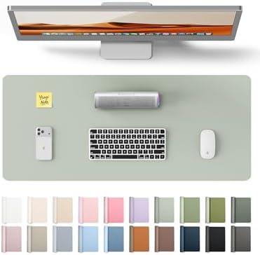 YSAGi Leather Desk Protector, Office Mat, Large Mouse Mat, Non-Slip PU Leather Blotter, Laptop Pad, Waterproof Writing Pad for Office and Home (Grayish Green, 23.6" x 13.8")
