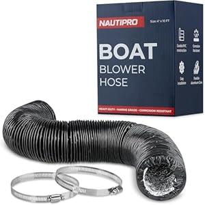 NautiPro Boat Blower Hose 4 Inch – Marine Exhaust Hose – Flexible Air Vent Hose for Engine Compartment, RV, Jet Ski – Black