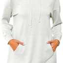 Quenteen Women Hoodies Dress Hooded Sweatshirts Dress Casual Long Sleeve Tunic Dress Oversized Sweatshirts with Pocket Size L