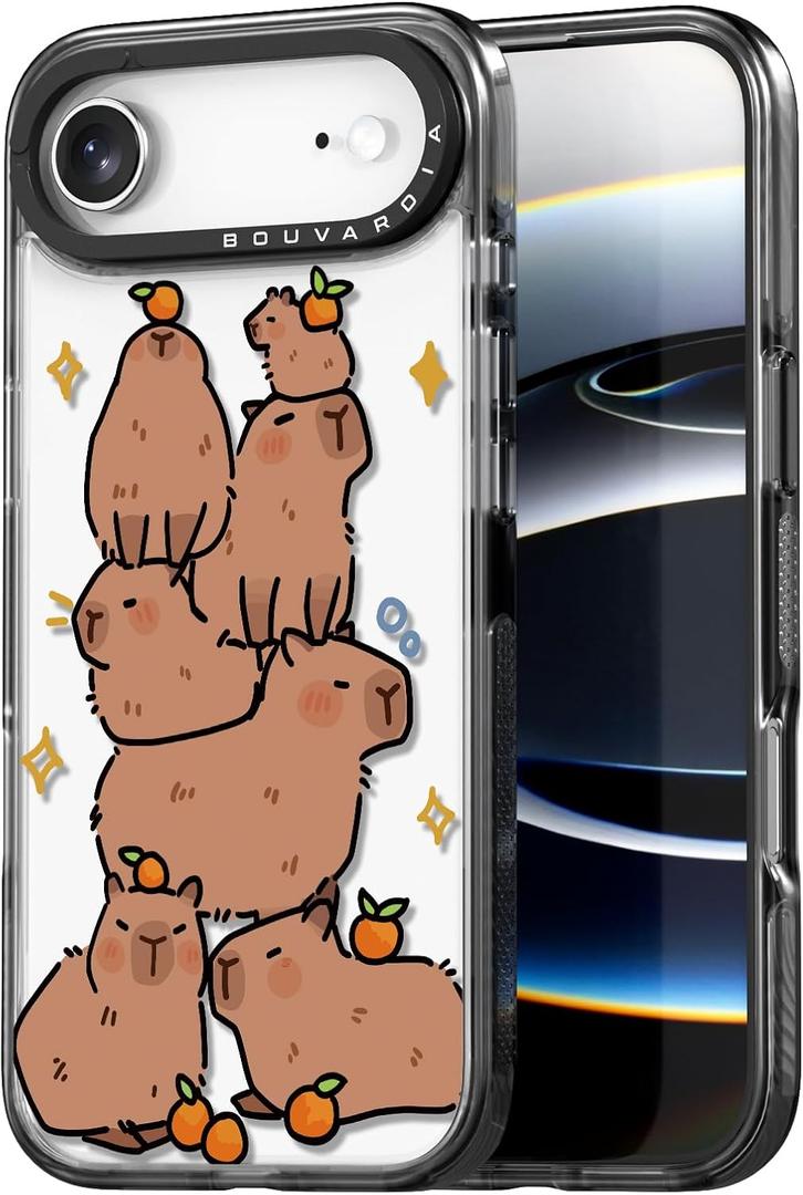 Bouvardia for iPhone 17 Air Case, Cute Design for Women & Girls, Protective & Aesthetic, Capybaras (Gray Bumper)