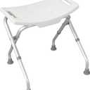 Drive Medical 12486 Folding Shower Chair, Bath Bench with Drainage Holes and In-Seat Handles, Supports Users Up To 300 Pounds, White