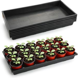RooTrimmer 1020 Nursery Pot Trays 5 Pack, Plastic Flat Seed Starter Tray, Reusable Seedling Starting Tray for Holding and Carrying Plant Pots (Black), TP1020-5P