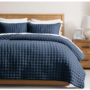 WDCOZY Navy Blue Twin Size Quilt Bedding Sets with Pillow Sham, Lightweight Soft Bedspread Coverlet, Quilted Blanket Thin Comforter Bed Cover, All Season Summer Spring, 2 Pieces, 68x90 inches