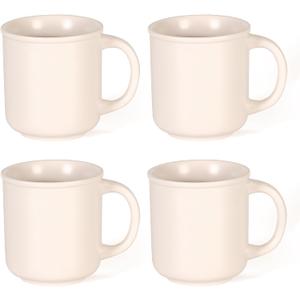 GZG 18 oz Coffee Mugs Set of 4, Modern Ceramic Coffee Cups Set with Handle, Large Coffee Mugs for Tea, Latte, Milk, Cocoa, Rustic Matte Glaze, Microwave & Dishwasher Safe(Cream Mist)