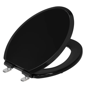 Topseat Pro Elite Heavy-Duty Wood Toilet Seat with Magic Hinge, Elongated, Black