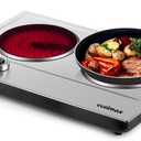 Hot Plate,CUSIMAX Portable Electric Hot Plates for Cooking,1800W Dual Infrared Burner with Adjustable Temperature Control,Electric Ceramic Glass Stove for Stainless Steel,Easy Clean for Home, Dorm, RV