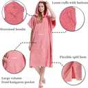 Hiturbo Changing Towel Robe, Absorbent Hooded Surf Poncho Quick-Dry Blanket Towels with Front Pocket for Swiming Surfing Aquatics One Size Unisex (Pink)