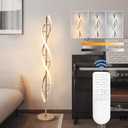 ADISUN 40W LED Floor Lamp Remote Control Dimmable Spiral Floor Lamp Indoor Tall Lamp Floor Lamps for Living Rooms Family Rooms Bedrooms Offices Lighting (Gold)