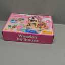 Atoylink Wooden Dollhouse with 42Pcs Miniature Doll House Accessories and Furniture Set, 4 Rooms & Balcony & Swimming Pool & Portable Handle Pretend Play Toys for Kids Girls Birthday Gifts