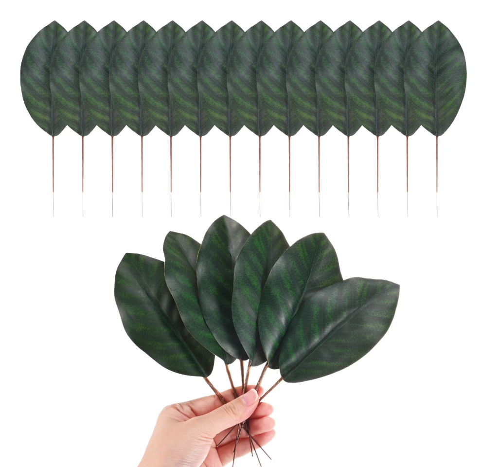 20 Piece Artificial Leaves, Fake Green Leaf with Stems for DIY