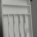 KitchenEdge Silverware Organizer - Cutlery, Flatware, and Utensil Holder for Kitchen Drawers, Fixed 10.5” Width, 7 Storage Compartments, Non-Slip Feet, Rounded Corners, 100% Bamboo, White Finish