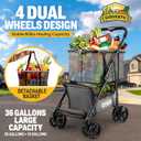 Folding Shopping Cart with Wheels, 80lbs Multi Use Grocery Carts with 360 Wheels & Removable Tote Bag, Multifunctional Portable Personal Shopping Carts for Groceries