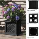 Rattan Style Outdoor Planter Box - 14.65-Inch-Square Decorative Flower or Plant Pot - Garden, Patio and Front Porch Decor by Pure Garden (Black)