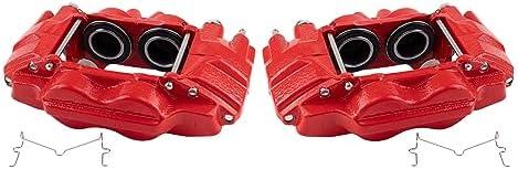 TRQ Front Performance Brake Caliper Set Red Compatible with 2003-2009 Toyota 4Runner 2007-2014 FJ Cruiser 2005-2023 Tacoma