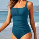 Aqua Eve One Piece Bathing Suit for Women Tummy Control Swimsuit Slimming Vintage Swimwear (M)