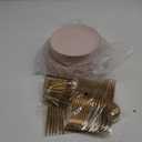I00000 30 Guests Pink Plastic Plates for Party,Heavy Duty Pink Disposable Plates,Gold Dinnerware Set Include 30 Dinner Plates,30 Dessert Plates,30 Gold Plastic Silverware Set for Party.