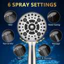 6 Spray Modes High Pressure Handheld Showerhead Set Upgraded 5 Inches Shower Head with Handheld Spray Premium Chrome Handheld Shower Head 60 Inches Stainless Steel Hose-1-Min Install