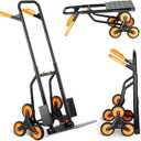 VEVOR Stair Climbing Cart, 440 lbs Capacity Stair Climber Hand Truck and Dolly, Heavy-Duty Folding Trolley Cart with Dual Handle, 6 Wheels & 2 Elastic Ropes for Home Office Shopping Moving Warehouse