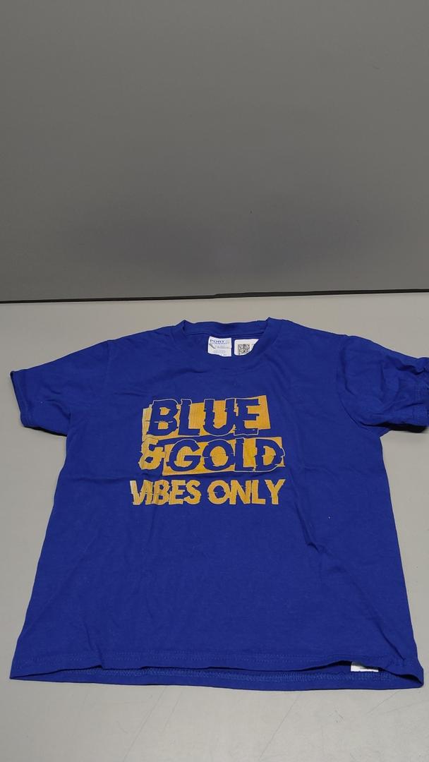 Blue and Gold Game Day Group for High School Football T-Shirt, S 7-8 Years