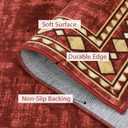 CAROMIO Area Rug 5x7 Machine Washable Modern Bordered Stain Resistant Non-Slip Accent Minimalist Border Table Farmhouse Floor Cover, Maroon