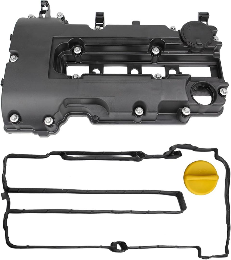 MITZONE Engine Valve Cover kit w/Gaskets & Bolts Compatible with 2011-2020 Chevrolet Chevy Cruze Sonic Volt Trax Buick Encore Cadillac ELR 1.4L L4 Replaces # 25198874 55573746 264-968 (BLack(plastic))