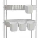 4-Tier Metal Rolling Cart with Wheels, Storage Utility Organizer Cart for Kitchen, Bathroom, Office, Baby Essentials & Makeup - Lockable Casters, Easy Assembly, Large Capacity, White