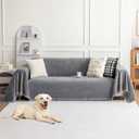 Deep Dream Chenille Sofa Cover, Couch Covers for 3 Cushion Couch, Washable Slipcovers for Sectional l Shaped Dogs Protector Furniture Covers (71" x 91", Dark Gray)