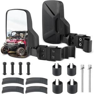 UTV Side Mirrors Fits 1.75"-2" Roll Cage and Pro-fit Cage, UTV Side View Mirrors with Extension Compatible with Polaris Ranger 570 1000 900 XP 2015-2024, General 1000 Can Am Commander Trail