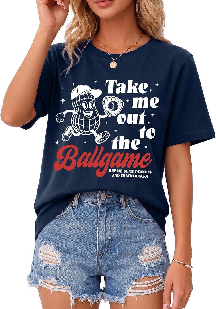 Baseball Mom T-Shirt Women Baseball Shirt Graphic Top for Daily (Gray, XXL)