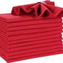 Hausattire Reusable Napkins Cloth Washable 100% Cotton 18x18 Inch Dinner Table Napkin Home Banquet Party Wedding |Set of 12 Cloth Napkins Easter Basket Decor|Red