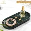Bathroom Vanity Tray, Natural Marble Oval Tray 10 inch, Emerald Green Marble Vanity Tray for Soap Dispenser Modern Countertop Organizer for Kitchen Countertops, Home Decor
