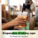 Ziliny 25 Set Clear Plastic Cups with Lids and Straws, Disposable Iced Coffee PET Cups for Drinking Cold Beverage Juice Parfait Smoothie Milkshake Coffee Shops Party Supplies (16 oz)