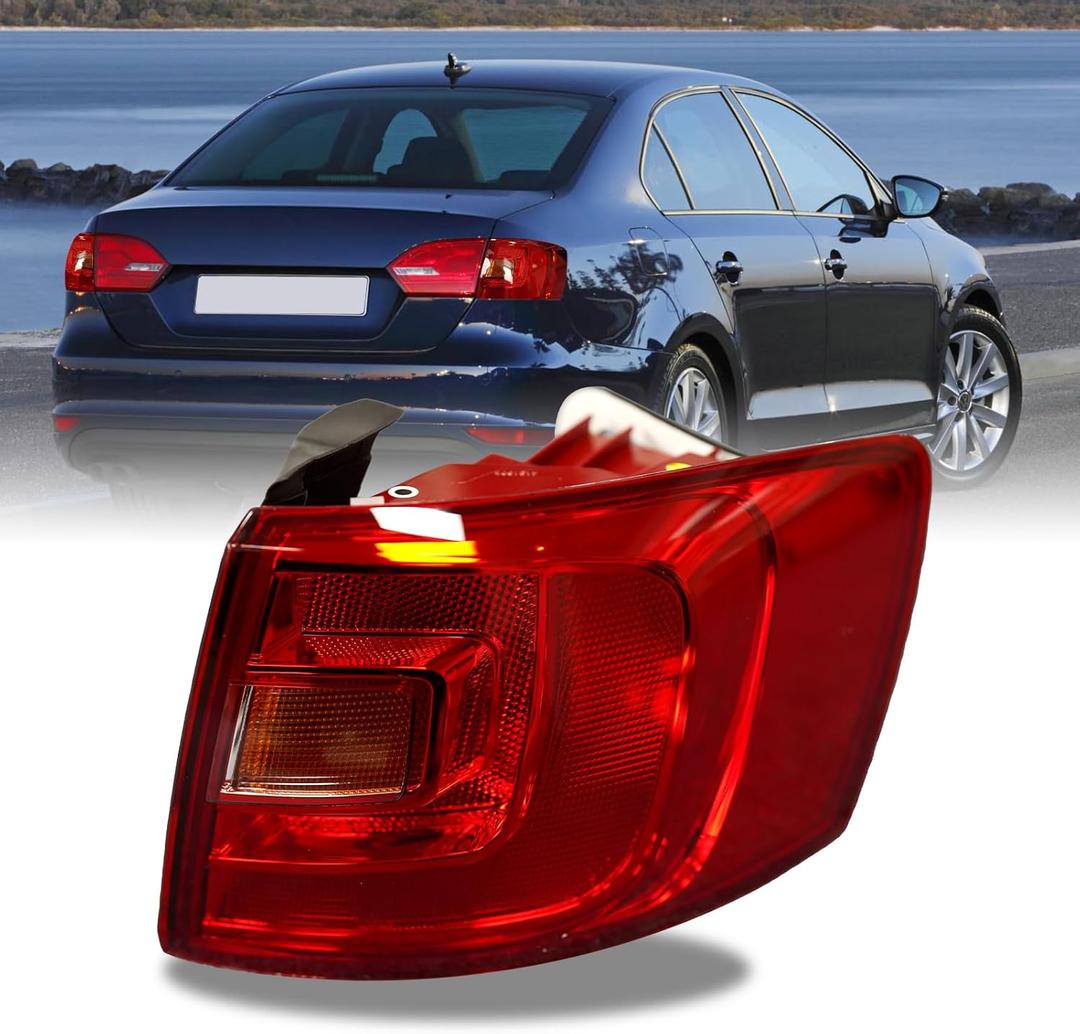 Road Hawk For Volkswagen Jetta Rear Tail Light Assembly Outer Taillight Compatible with 2011 2012 2013 2014 Volkswagen Jetta Right Passenger Side Replace VW2805107 5C6945096D