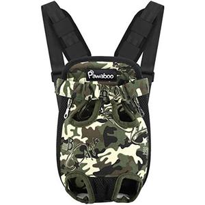 Pawaboo Pet Carrier Backpack, Adjustable Pet Front Cat Dog Carrier Backpack Travel Bag, Legs Out, Easy-Fit for Traveling Hiking Camping for Small Medium Dogs Cats Puppies, Medium,Deep Camouflage Black