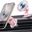 MagSafe Car Mount Magnetic Phone Holder for Car [2026 Upgraded 22X Magnets & Double-Hooks] Phone Holders for Your Car Stand for Dashboard Vent GPS for iPhone 17/16/15/14/13 Android-Pink