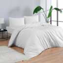 100% Cotton Jersey Duvet Cover Set - Ultra Soft & Breathable - All-Season Comfort - Easy Fit with 4 Corner Ties - Includes 2 Pillowcases - 3-Piece Bedding Set (White, Full/Queen)