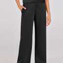 ANRABESS Women Two Piece Outfits Crochet Sheer Knit Sweater Top Wide Leg Pants Lounge Matching Sets Sweatsuit Travel Clothes (S)