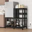 Mini Fridge Stand with Storage with Power Outlet, Microwave Oven Stand, Bakers Rack with Storage Shelf, Mini Fridge Cabinet, Mini Fridge Shelf for Kitchen, Living Room, Office, Patio.(Black), 
17.72"D x 40.16"W x 35.43"H