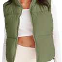 MEROKEETY Puffer Vest Women 2025 Fall Winter Sleeveless Jackets Lightweight Warm Stand Collar Quilted Zip Up Coat (Green, L)