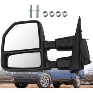 Left Driver Side Tow Mirror Fits for Ford F250 F350 F450 F550 2017-2022 Support Power Folding & Glass Adjust Power Heated with BSM Turn Signal & Puddle & Driving Light 13 Pins