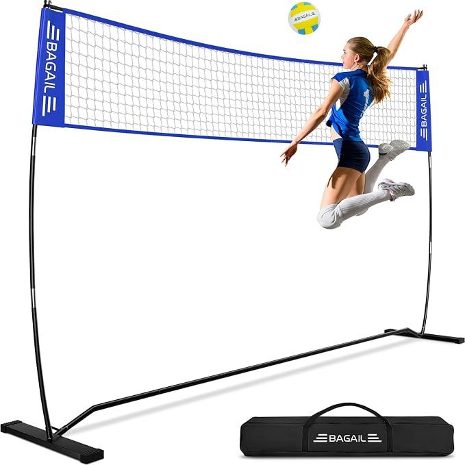 BAGAIL Volleyball Net, size 118"/59" Portable Volleyball Net for Backyard - Adjustable Height, Heavy-Duty Frame, Freestanding Design - Portable Outdoor/Indoor Volleyball Set with Carry Bag