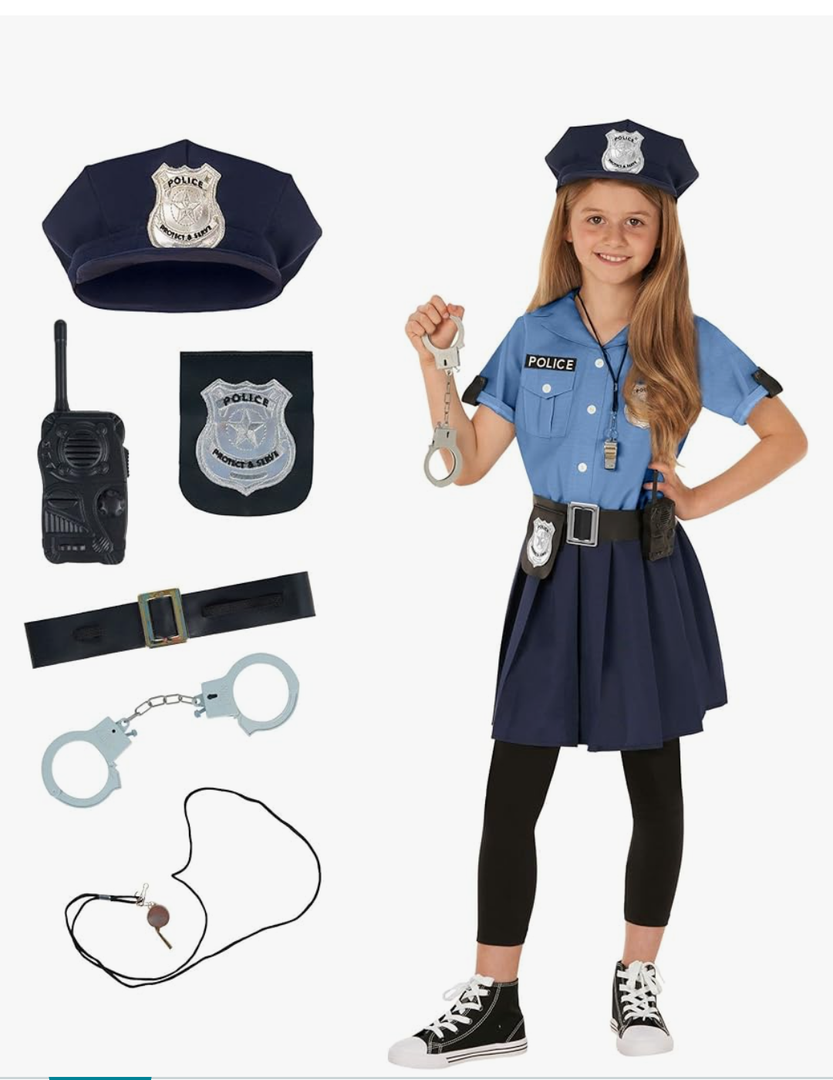 Morph Kids Girls Police Costume - Police Officer Costume S
